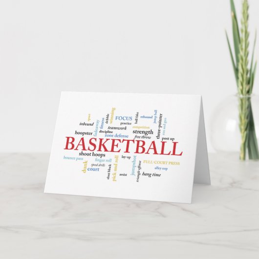 Basketball Birthday met Words Kaart (Voorkant)
