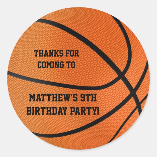 Basketball Birthday Party Favor Stickers (Voorkant)
