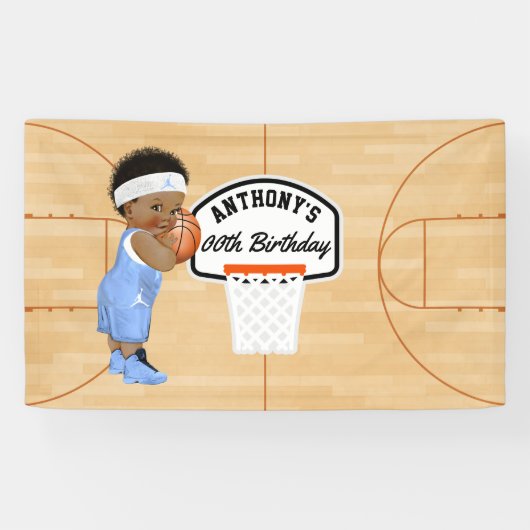 Basketball Birthday Party gepersonaliseerd Spandoek (Horizontaal)