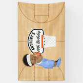 Basketball Birthday Party gepersonaliseerd Spandoek (Verticaal)