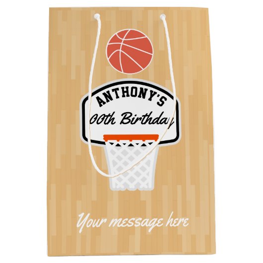 Basketball Birthday Party Guest Hartelijk dank Medium Cadeauzakje (Voorkant)