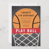Basketball Birthday Party Invitation Kaart (Voorkant)