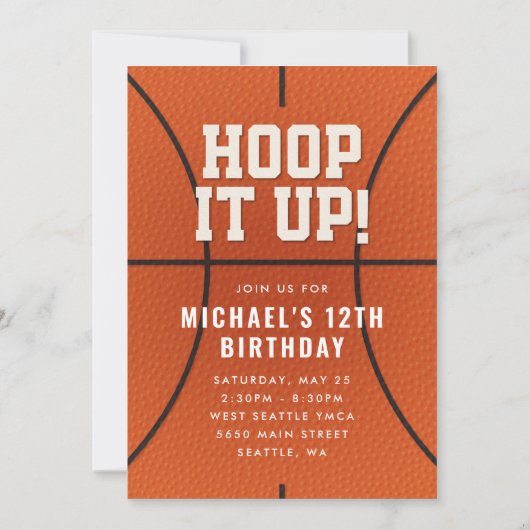 Basketball Birthday Party Invitation Kaart (Voorkant)