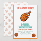 Basketball Birthday Party Kaart (Voorkant / Achterkant)