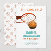 Basketball Birthday Party Kaart (Voorkant / Achterkant)