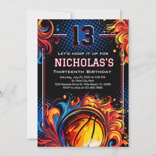 Basketball Birthday Party Kaart (Voorkant)