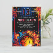 Basketball Birthday Party Kaart (Staand voorkant)