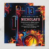 Basketball Birthday Party Kaart (Voorkant / Achterkant)