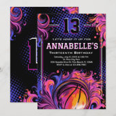 Basketball Birthday Party Kaart (Voorkant / Achterkant)