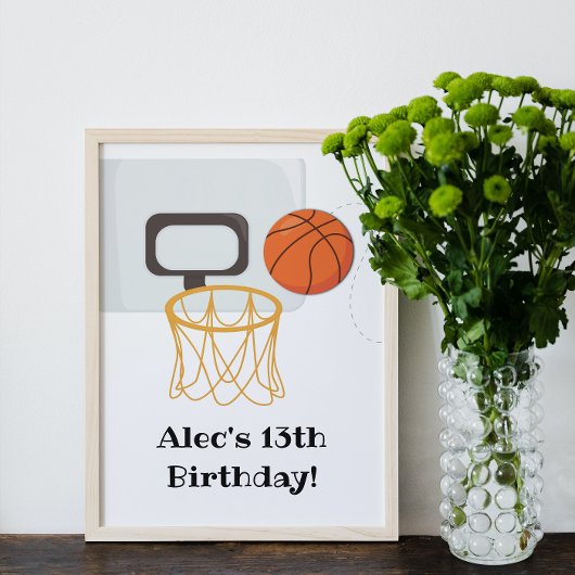 Basketball Birthday Party Sign Poster
