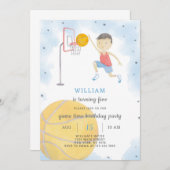 Basketball Birthday Uitnodiging (Voorkant / Achterkant)