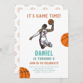 Basketball Birthday Uitnodiging (Voorkant / Achterkant)