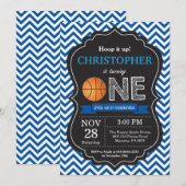 Basketball Birthday Uitnodiging eerste verjaardag (Voorkant / Achterkant)