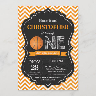 Basketball Birthday Uitnodiging eerste verjaardag