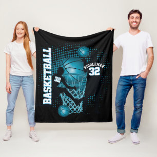Basketball - Black en Baby Blue - DIY-tekst Fleece Deken