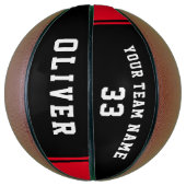 Basketball Black en Red met de naam teamnummer Basketbal (Verticaal)