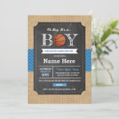BasketBall Blue Boy Baby shower Invitation sportif (Debout devant)