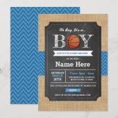 BasketBall Blue Boy Baby shower Invitation sportif (Devant / Derrière)