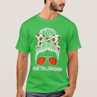Basketball Bonus Ma Life Leopard Messy Bun Moeder T-shirt
