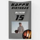 Basketball Boy Photo Bonne Bannière d'anniversaire (Vertical)