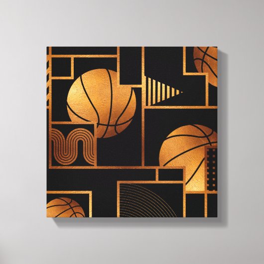 Basketball Bronze Abstract Canvas Afdruk (Voorkant)
