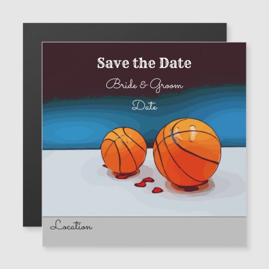 Basketball bruiloft met liefde op blauw, met uitzo (Voorkant / Achterkant)