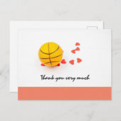 Basketball bruiloft met liefde rood harten briefkaart (Voorkant / Achterkant)