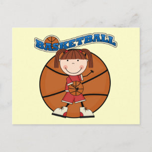 BASKETBALL Brunette Girl T-shirts en cadeautjes Briefkaart