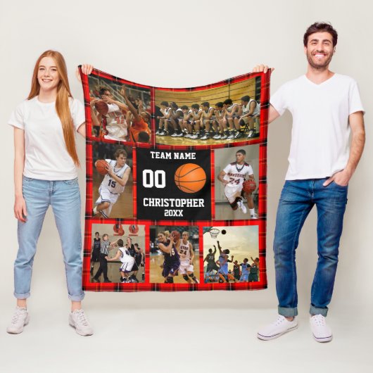 Basketball Buffalo Photo Collage Fleece Deken (In situ)