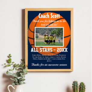 Basketball-buscadeau met teamfoto poster
