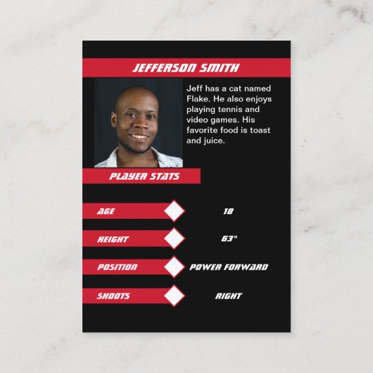 Basketball carte de commerce en rouge vif noir (Dos)