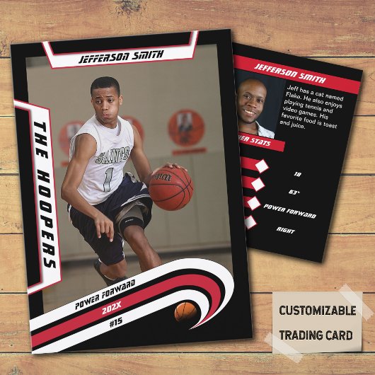 Basketball carte de commerce en rouge vif noir