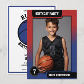Basketball Carte photo garçons fête d'anniversaire (Devant / Derrière)