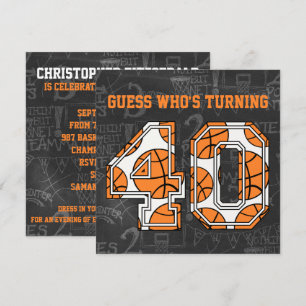 Basketball Chalkboard 40th Birthday Party Kaart