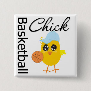 Basketball Chick Vierkante Button 5,1 Cm