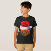 Basketball Christmas Boy Apparel, Funny Santa Srt T-shirt (Voorkant volledig)