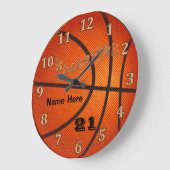 Basketball Clocks met naam en Jersey NUMBER Grote Klok (Hoek)