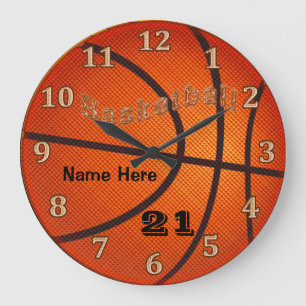 Basketball Clocks met naam en Jersey NUMBER Grote Klok