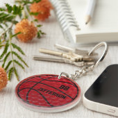 Basketball Close-up custom name and number Sleutelhanger (Voorkant Rechts)