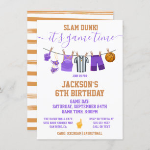 Basketball Clotheline Birthday party Invitation Kaart