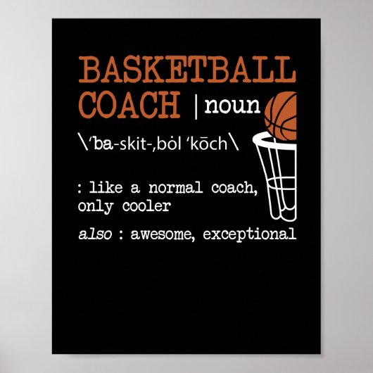 Basketball Coach Definition Bball Coach Funny Poster (Voorkant)
