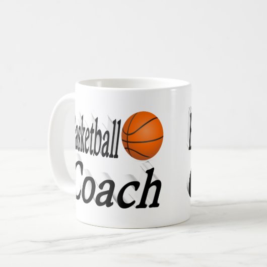 Basketball Coach demi-texte Café Mug (Devant gauche)