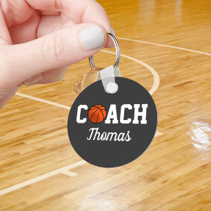 Basketball Coach Name Ball Typografie Speciaal Sleutelhanger