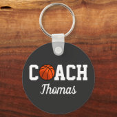 Basketball Coach Name Ball Typografie Speciaal Sleutelhanger (Voorkant)