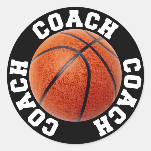 Basketball Coach Ronde Sticker (Voorkant)