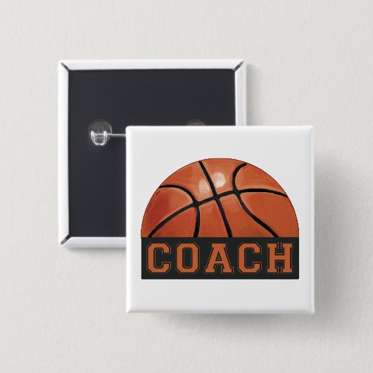 Basketball Coach Vierkante Button 5,1 Cm (Voorkant /achterkant)