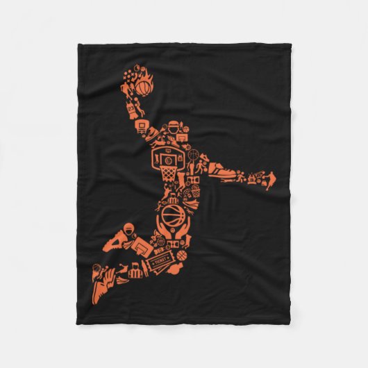 Basketball Collage Fleece Deken (Voorkant)