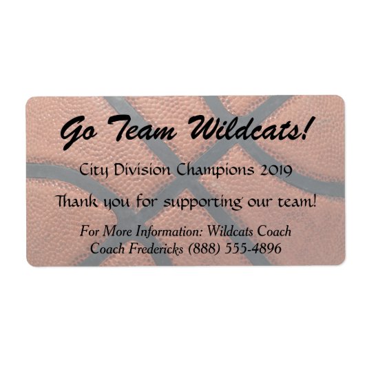 Basketball collecte de fonds Bottle Étiquettes (Devant)