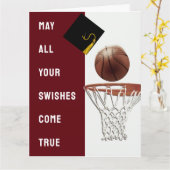 Basketball Congrats Good Luck Afstuderen Kaart (Gele Bloem)