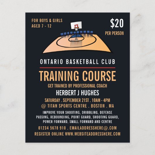 Basketball Court, Basketball Training Course Flyer (Voorkant)